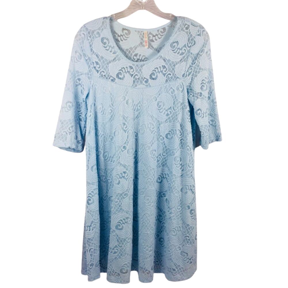 Womens Baby Blue Lace‎ Swing Dress Size Medium Special Event Party Fairycore
